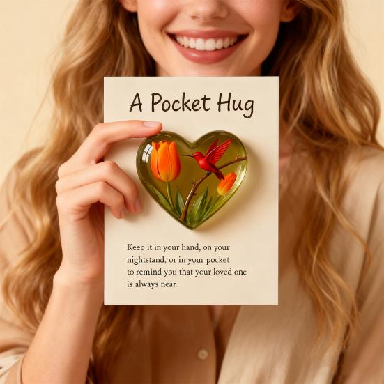 Pocket Hug Hummingbird Mini Pocket Hug Heart Cute Hummingbird Ornament with Encouragement Card Keepsake Gift for Friends Family Party Favor
