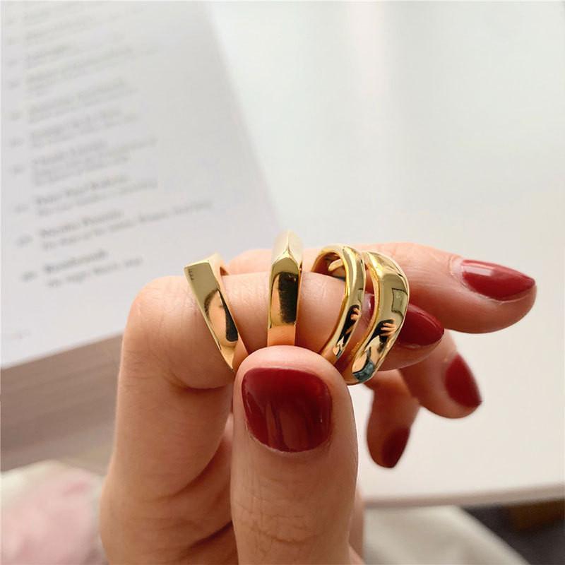 S925 Sterling Silver Minimalist Geometric Rectangle Open Ring For Women Elegant Fashion Jewelry