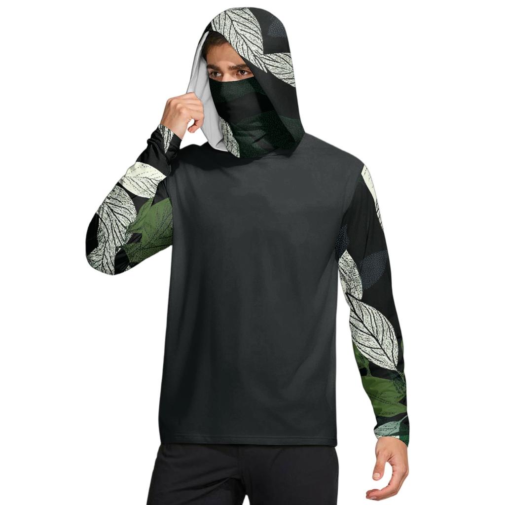 Men's Shirt With Mask Lightweight Long Sleeve Hooded Hiking Fishing Performance