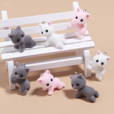 Harz Beflockung süße dreidimensionale Katze Schlüsselanhänger Anhänger Auto Schlüsselanhänger Anhänger Tasche Anhänger