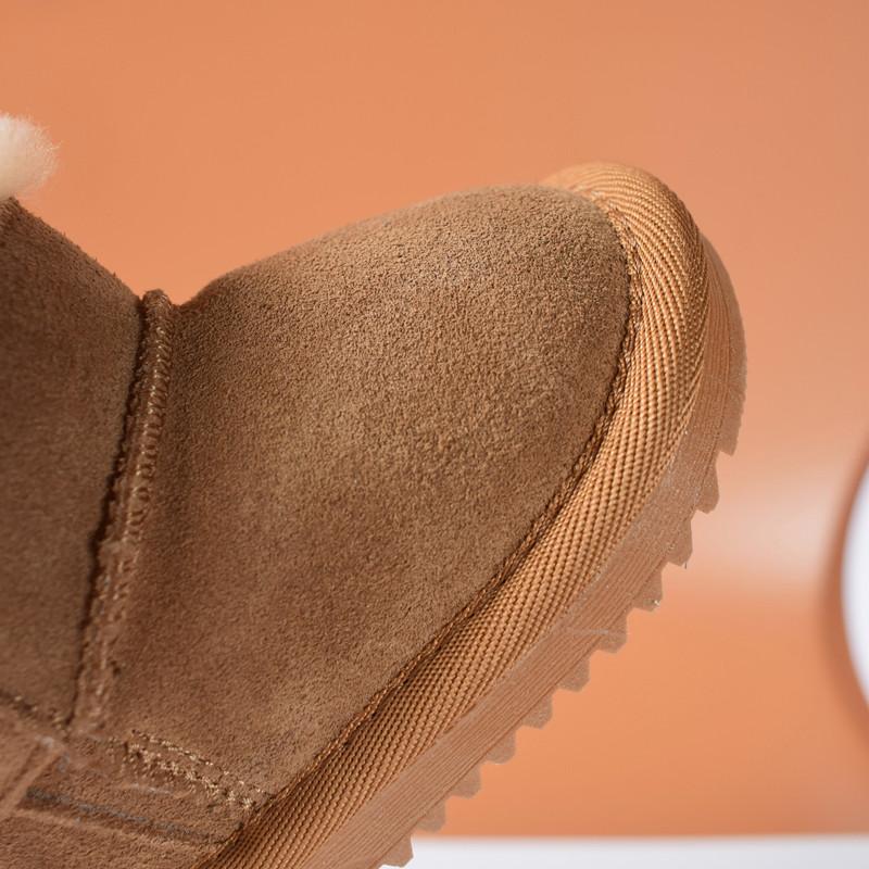 Winter  Baby Snow Boots Leather Thick Plush Warm Toddler Kids Shoes  Little Girls Boys Boots EU 15-25