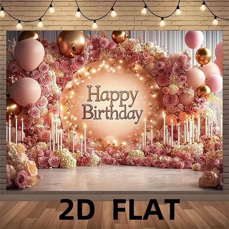 2D Colorful Graffiti Birthday Backdrop Banner with Boombox & Music Notes