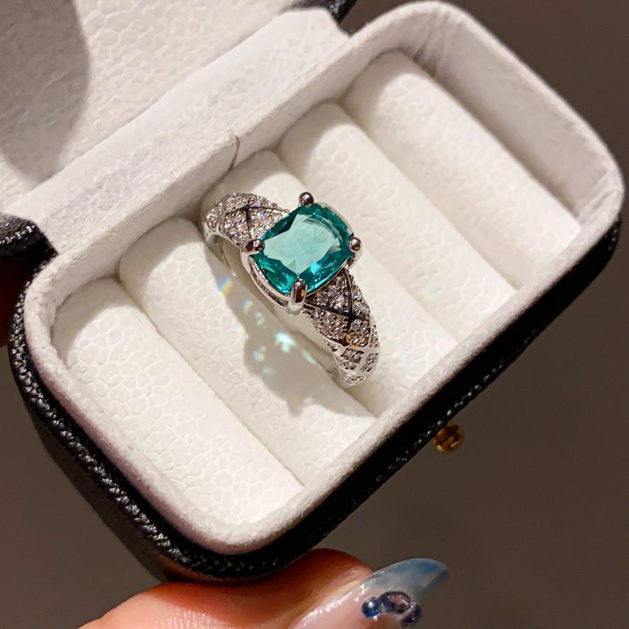 New Chinese Style Zircon Snake Pattern Triangle Open Ring For Women