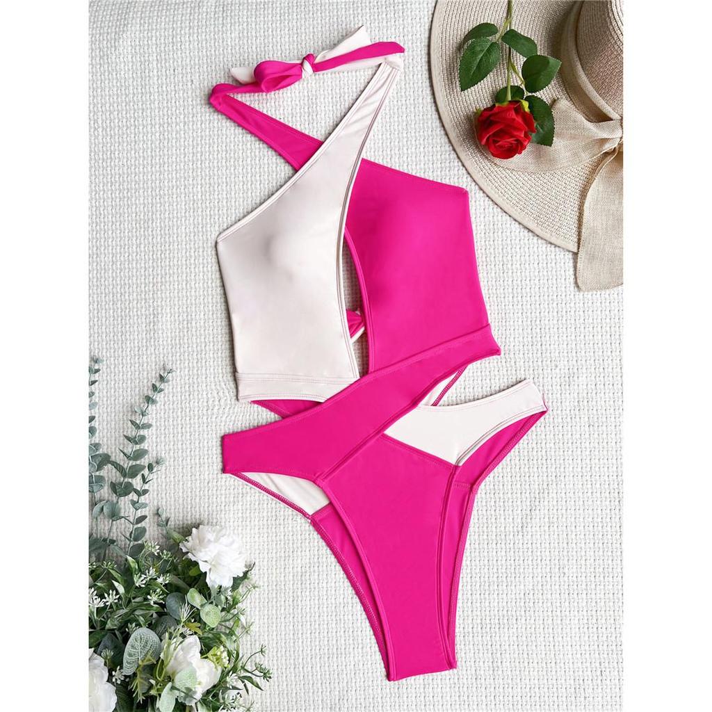 Sexy Spleißen Cut Out Halter-Backless Monokini Badeanzug Frauen Bademode Weiblichen High Cut Badende Badeanzug Schwimmen