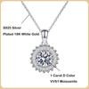 New 1 Carat D Color Moissanite Pendant Necklace for Women Party Fine Jewelry 925 Sterling Silver Diamond Neck Chain Necklaces