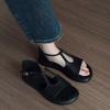 Casual fashion sandals 2025 summer new round head soft sole one-word buckle woven belt single shoes sandals women