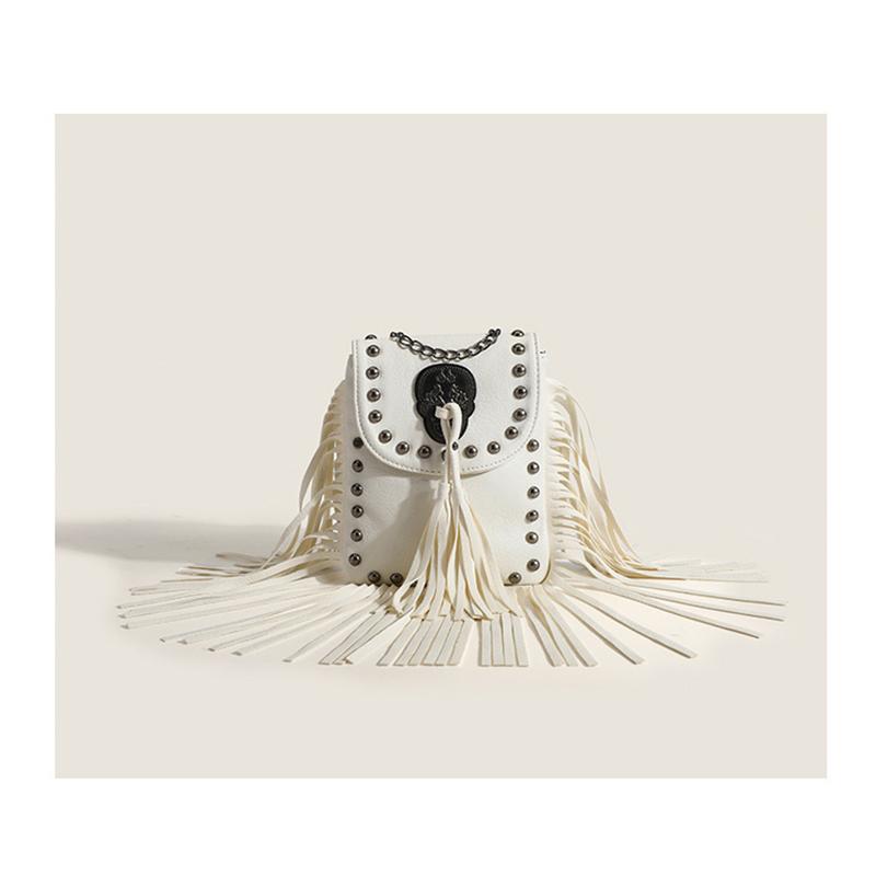 Punk Schulter Tasche Quaste Vernietet Leder Schulter Tasche Für Frauen Europa Und Amerika Brieftasche Reise