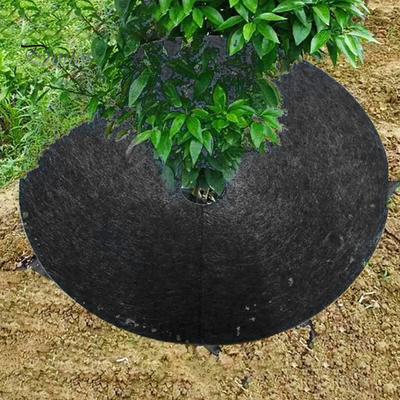 12 Pcs Degradable Tree Mulch Ring Round Anti-Grass Protector Mat Non-Woven Fabric Cover Reusable Weed Barrier Mat for Root Protection Weed Control