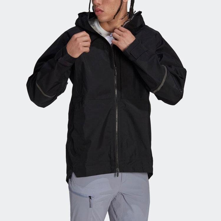 Adidas Letter Print Long Sleeve Hooded Jacket Men Jacket Black HN2918