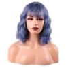 MISS WIG Kurzwellige Damen-Perücke mit Pony, schwarze Kunstfaser-Perücke für den täglichen Gebrauch