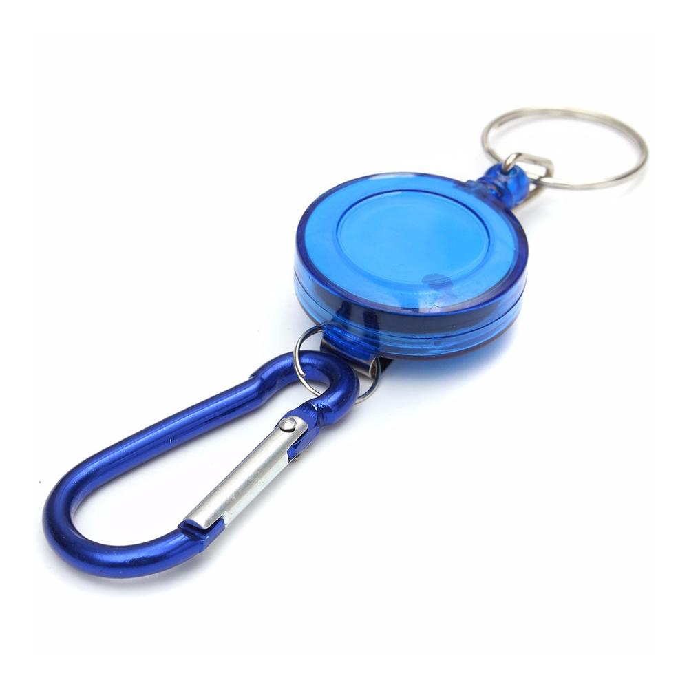 Outdoor Telescopic Carabiner Anti-Lost Keyring EDC Retractable Keychain Buckle синий