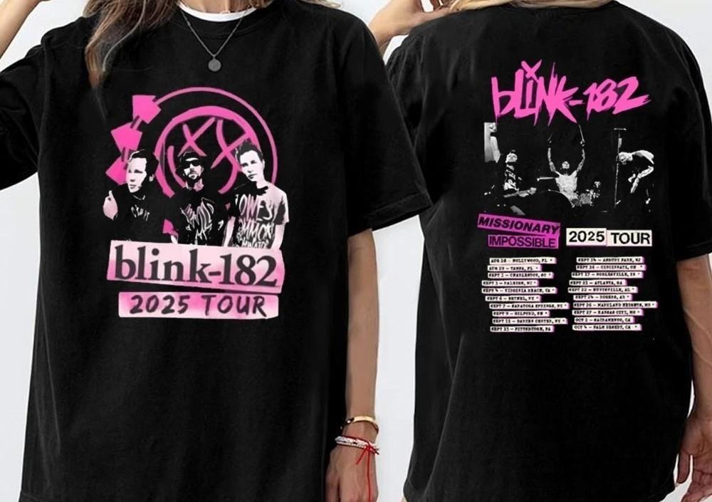 Blink-182 2025 Tour Shirt Blink 182 Rock Band Tour 2-Sided T-Shirt Unisex T-Shirt M