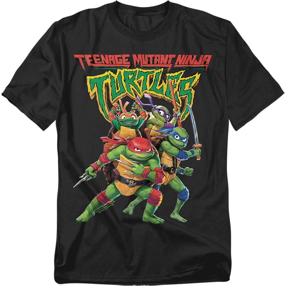 Tmnt Mutant Mayhem Logo With Group T-Shirt S-5XL Black S