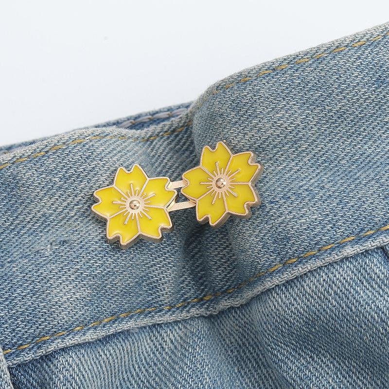 Kirschblüten-Knopfversteller für Hosen und Röcke Sakura Taillenverenger Einstellbare Taillenschnalle für Jeans Kein Nähen erforderlich