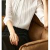 Fashion Crew Neck White Pleated Chiffon Shirt Women's 2025 Spring Summer Loose Casual Blouse Commuter Seven-quarter Sleeve Top Simple Clothes 2741