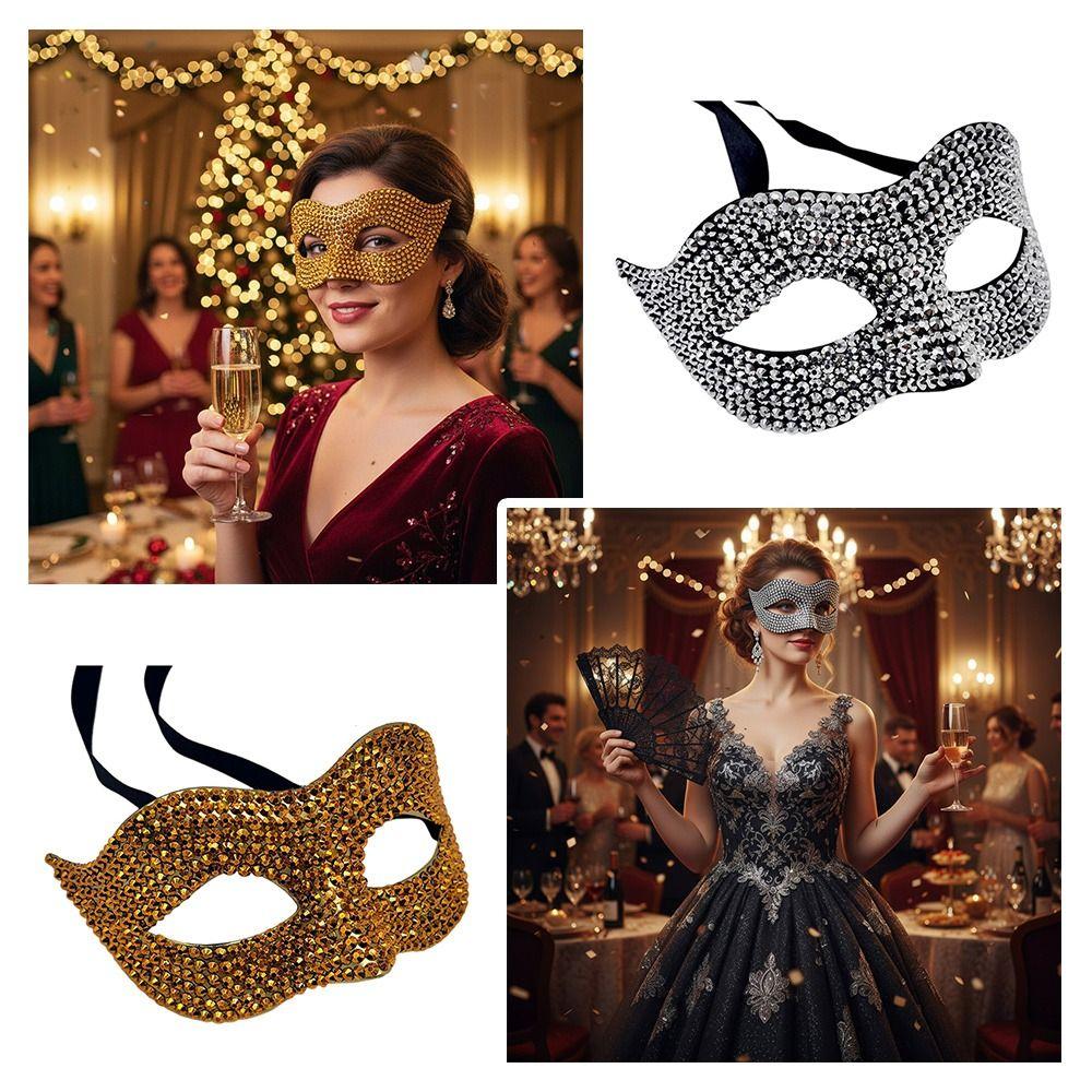 Shiny Acrylic Crystal Rhinestone Eye Mask Luxury Design Masquerade Mask  Halloween Carnivals