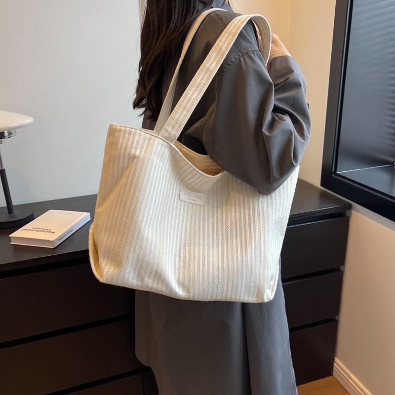Stylish Canvas Tote Bag For Women With Trendy Stripes Perfect For Shopping And Daily Use