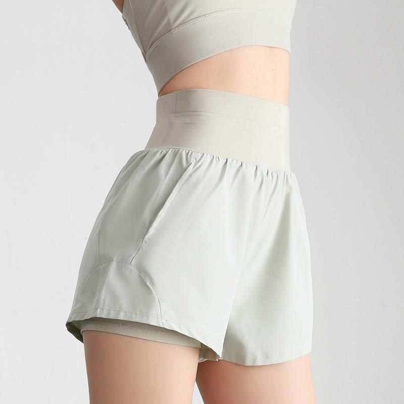 

Wuxi Jiu Yi Anti-Exposure Loose Yoga Shorts - Summer Casual Sports Fitness Fake Two-Piece Medium зелений/сірий колір