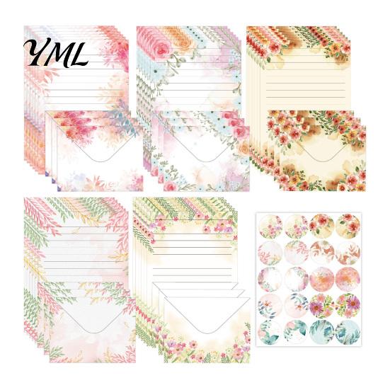 Personalized Correspondence Paper Watercolor Letterhead Set, Envelopes Letter And Stickers Elegant Stationery Kit for Women Kit, Handwritten Birthday