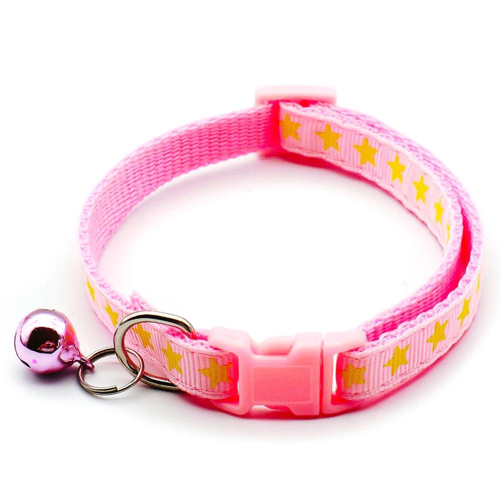 

Модный ошейник для кошек с красочным узором, симпатичный колокольчик, регулируемые ошейники для кошек, котят, ожерелье с кольцом своими руками, аксессуары для домашних животных розовый