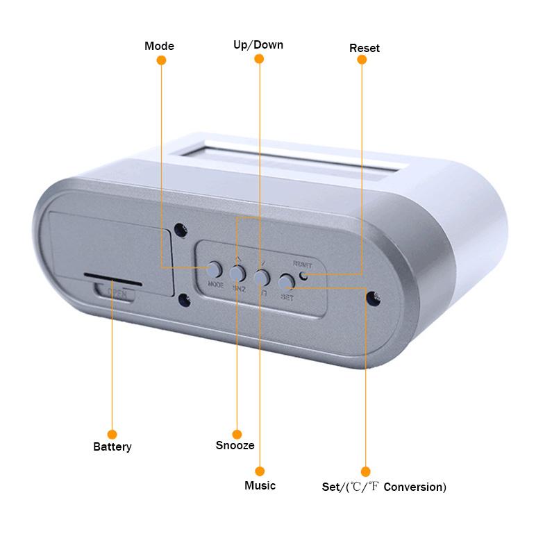 Creative Pen Holder Alarm Clock Snooze Electronic Table Clock With Temperature Humidity Calendar Display
