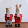 Christmas White Rabbit Figurine Room Decor Handcrafted Wood Carving Home Decorations Desk Accessories Room Wooden Teddy Bear