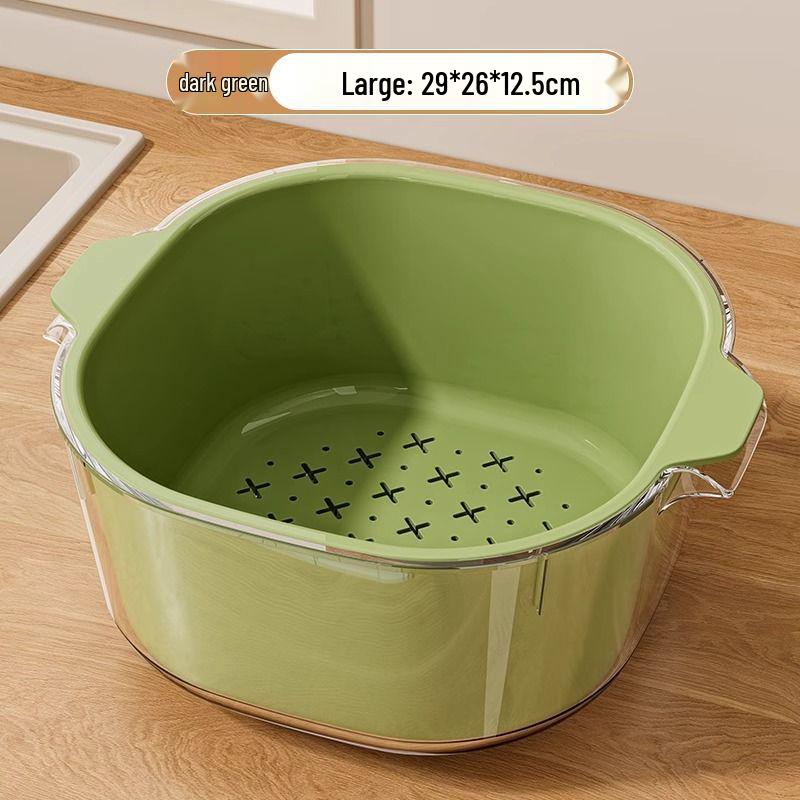 Double-Layer Kitchen Drain Basket for Fruits & Vegetables - Food-Grade Storage & Strainer