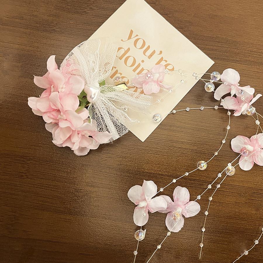 Fabric Lace Bow Hair Clip Female Sweet Flower Elegant and Versatile Duckbill Clip Hair Accessories