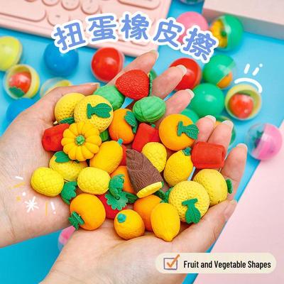 Creative Cartoon Fruit & Veggie Eraser Gachapon: Fun Back-to-School Blind Box Gifts for Kids