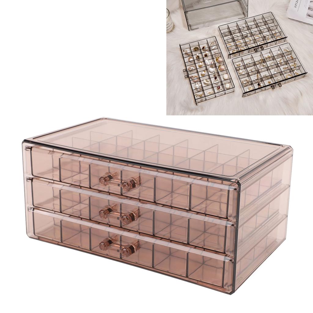 Jewelry Box 3 Layer 72 Cells Antioxidant Acrylic Clear Jewelry Organizer for Earring Necklace