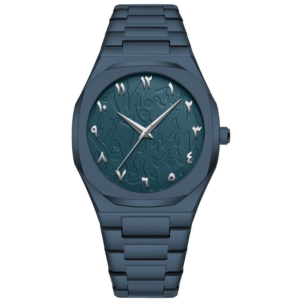 BestWin Top Brand Men Octagonal Quartz Watch Embossed Dial Full Steel Fashion Business Casual Style Male Dress Watch Daily Wear