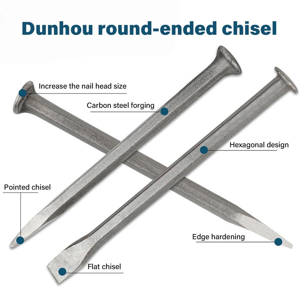 Meißel für Steinschnitzerei aus Kohlenstoffstahl, Doppelspitzendesign für Mauerwerksskulptur und Steinbearbeitung mit ergonomischem Griff
