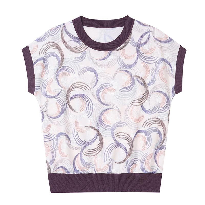 Stylish Ice Silk Summer Top for Petite and Middle-Aged Women