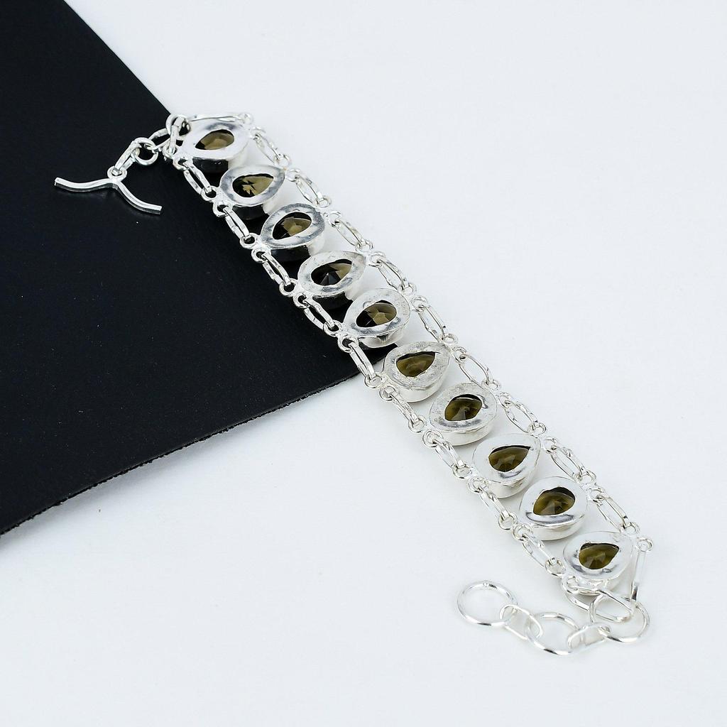 Smoky Topaz Bracelet Smoky Topaz Gemstone Handmade 925 Sterling Silver Bracelet Smoky Topaz Bracelet For Gift Boho Unisex Bracelet For Her