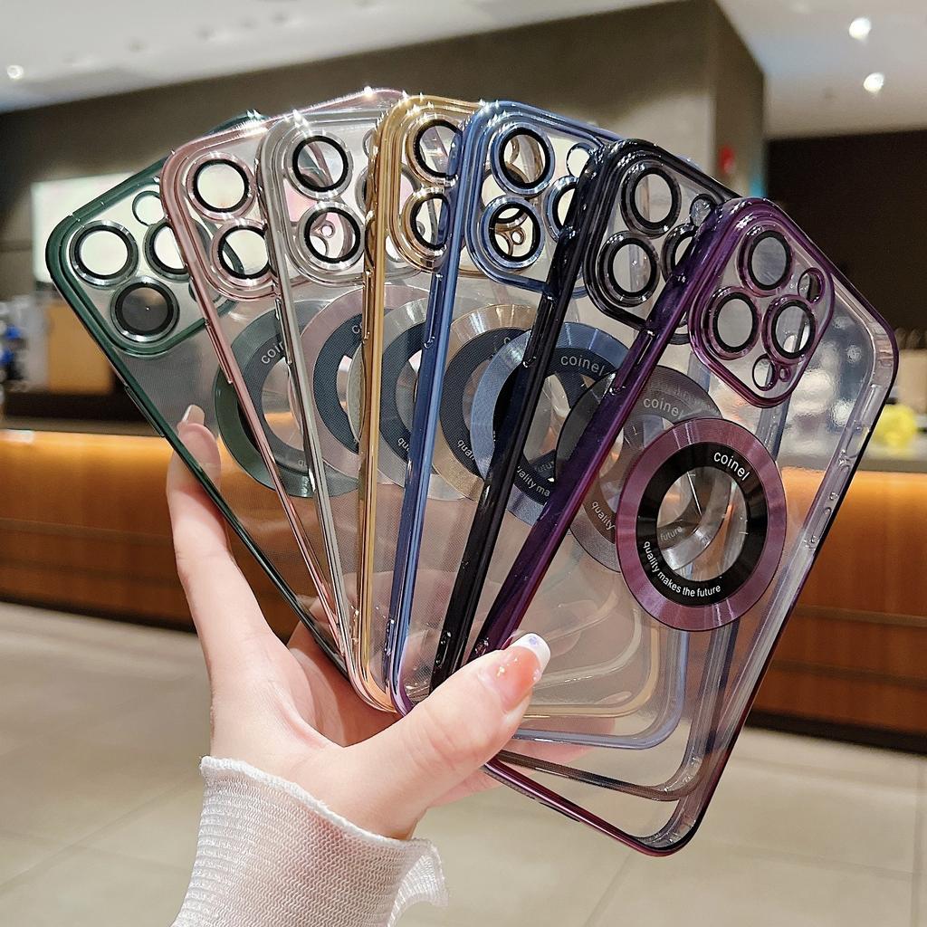 Magnifying Glass Electroplated Magnetic Lens Film Mobile Phone Case for IPhone16Plus for Apple 15ProMax14/13