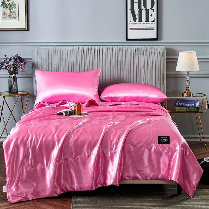 Ice Silk Cooling Summer Quilt: Solid Color, Waterproof, Air Conditioning Blanket