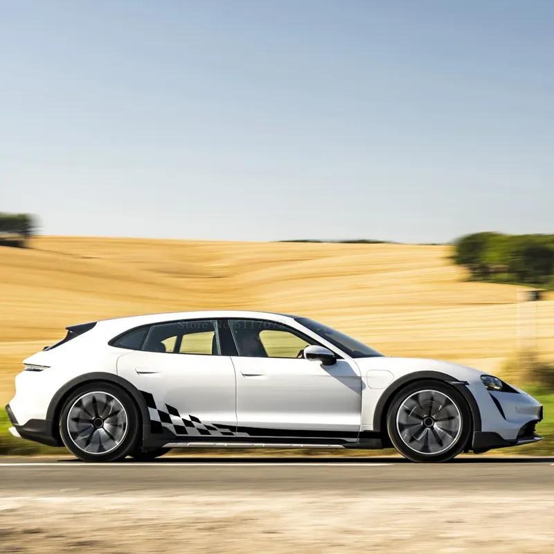 For Porsche 997 911 992  Taycan Panamera Boxster Accessories 2Pcs Car Side Door Stripe Skirt Racing Sticker Vinyl Sport Decal