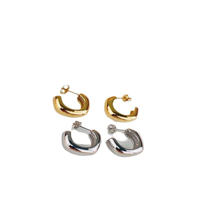 

18K Electroplated Stainless Steel C-Shaped Geometric Earrings for Women