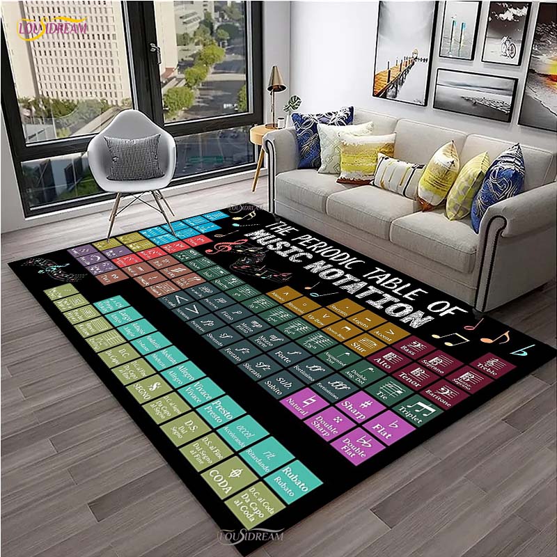 Muziek Basis Gitaar Akkoord Theorie Grafiek Piano Tapijt voor Woonkamer Slaapkamer Vloerkleden Keuken Antislip Vloermat Alfombra Verjaardagscadeau