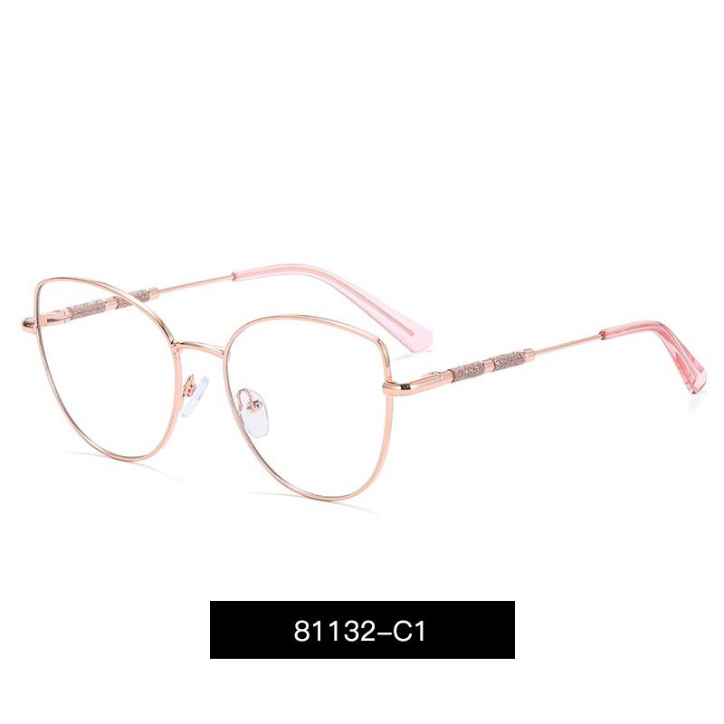MS 81132 Women s Metal Cat Eye Optical Glasses Shiny and Anti-Blue Light Fashionable Colorful Design with Custom Logo Metal