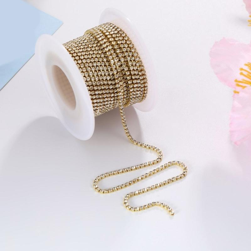 Rhinestones Close Chain Sew On Glass Rhinestones Trim Rhinestones Chain Rhinestones Cup Chain for DIY Craft Decorations