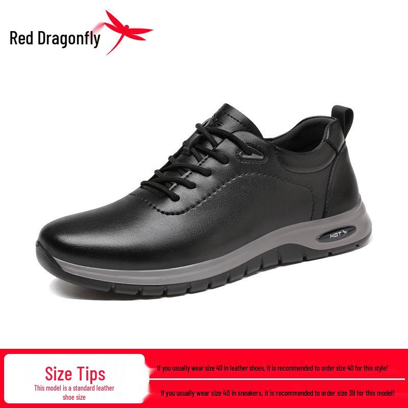 Red Dragonfly Men s Black Genuine Leather Business & Casual Shoes with Soft Sole 41