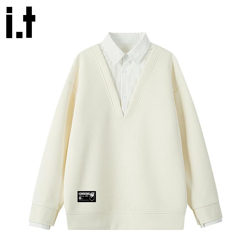 Men's Faux Two-Piece Spliced Lapel Sweatshirt