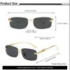 Trendy Men's Rimless Cut-Edge Sunglasses with Small Leopard Temple