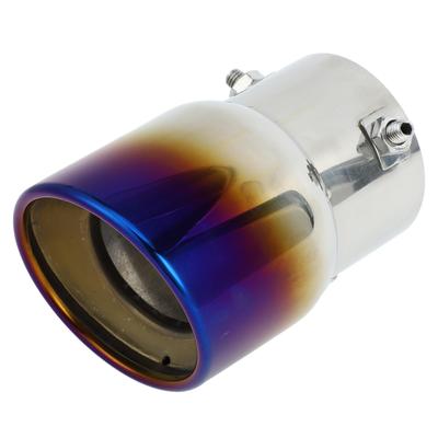 INFINAUTO Rollrand Auspuffauslass Hinten 2,8" Einlass 3,5" Auslass 4,8" Lang Auto Endrohr Edelstahl Gebranntes Blau Anschraubbar