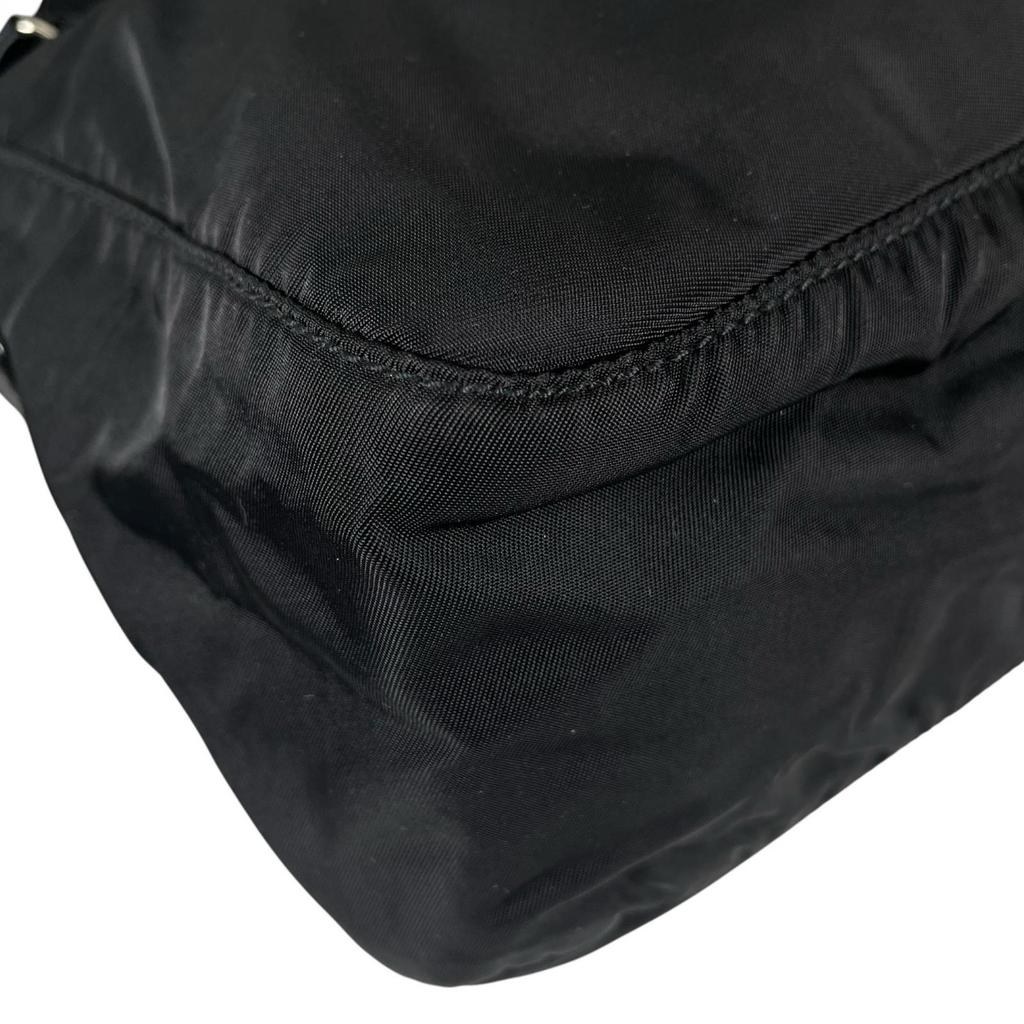 PRADA Triangular logo Shoulder Bag black Women used