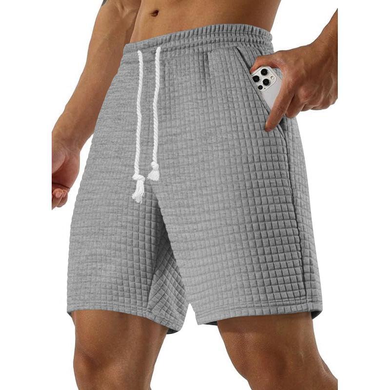 

Summer Shorts Men Wear Loose New Solid Color Small Checkered Sports Casual Straight Leg Pants XXXL світло-сірого кольору