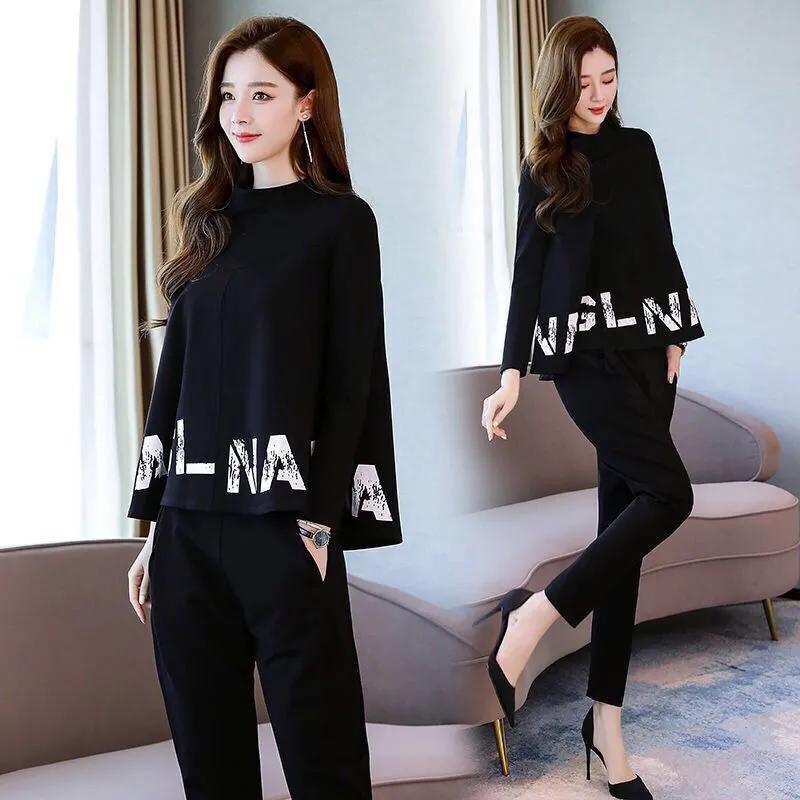 

Women s Spring/Autumn Casual Sports Set Long-sleeved Casual Sports Shirt + Pants Two-piece Set XS