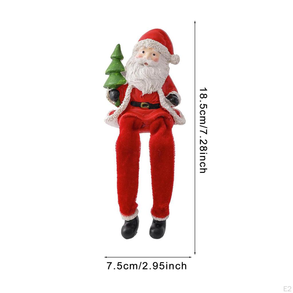 Resin Sitting Santa Figurine Christmas Decoration Holding Tree Collectible Figure