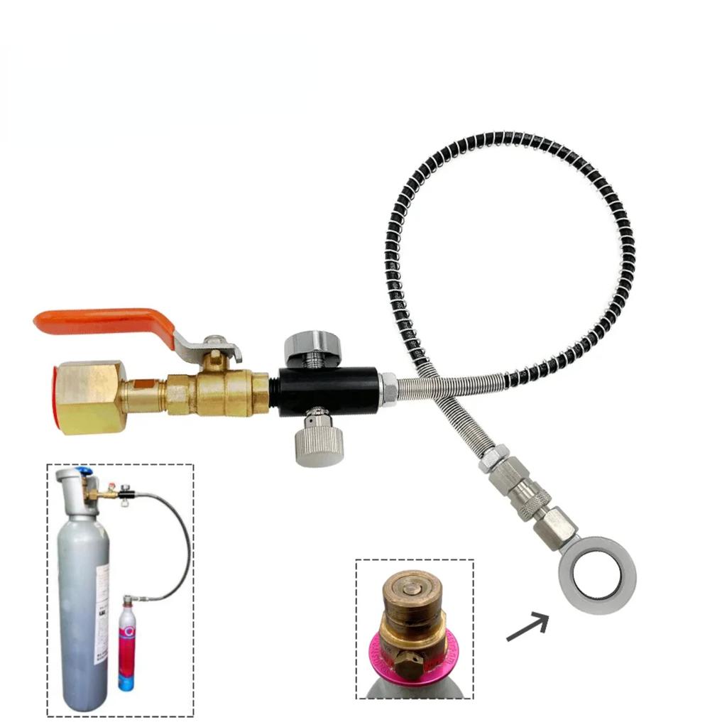 CO2 Refill Adapter  Charging  Quick Connect Cylinder from Large Carbon Dioxide Tank Bottle,Pressure Gauge Hose Line